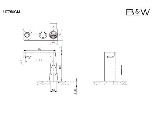 Смеситель для раковины Black&White Universe Gun Metal