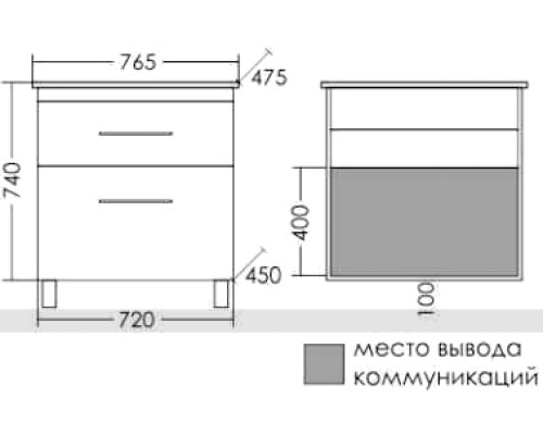 Тумба под раковину СанТа Вегас 75 Белая