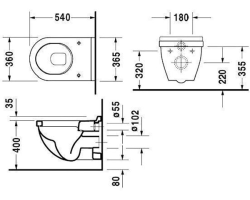 Унитаз Duravit Starck 3 2200090000 подвесной без крышки-сиденья