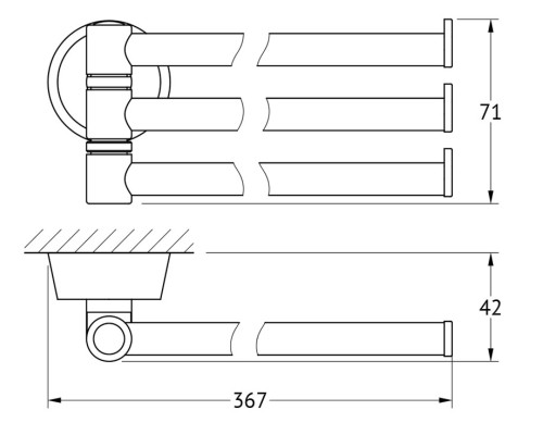 Держатель полотенец поворотный тройной (хром) FBS 37 см