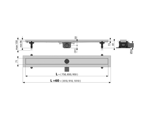 Душевой лоток Alcaplast Fit and Go (APZ13-DOUBLE9-650) с решеткой Хром