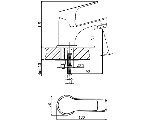 Смеситель для раковины Orange Dia M45-021cr Хром