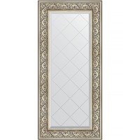 Зеркало Evoform Exclusive-G 130х60 BY 4080 с гравировкой в багетной раме - Барокко серебро 106 мм