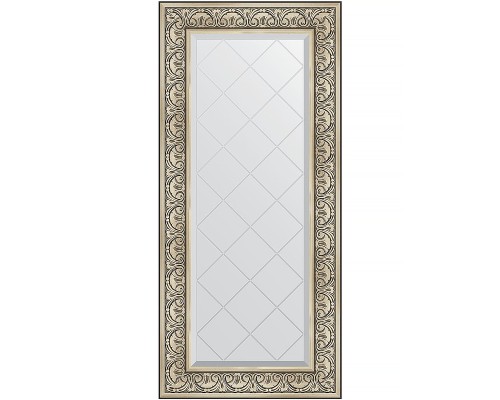 Зеркало Evoform Exclusive-G 130х60 BY 4080 с гравировкой в багетной раме - Барокко серебро 106 мм