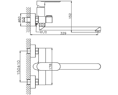 Смеситель для ванны Haiba HB22590 универсальный Хром