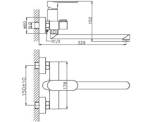 Смеситель для ванны Haiba HB22590 универсальный Хром