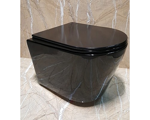 Унитаз CeramaLux NS-5178-18 подвесной Черный с сиденьем Микролифт