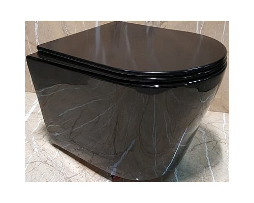 Унитаз CeramaLux NS-5178-18 подвесной Черный с сиденьем Микролифт