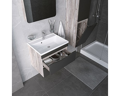 Тумба под раковину Grossman Талис 70 107010 подвесная Бетон пайн Серая