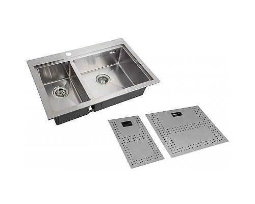 Кухонная мойка ZorG Master 78 ZM N-78-2-52-R с накладками Нержавеющая сталь