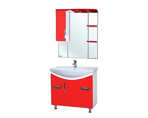 Зеркало со шкафом Bellezza Лагуна 85 L 4612114002038 с подсветкой L Красное Белое