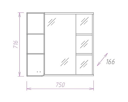 Зеркало со шкафом Onika Стиль 75.01 L 207519 с подсветкой Белое Ясень шимо светлый