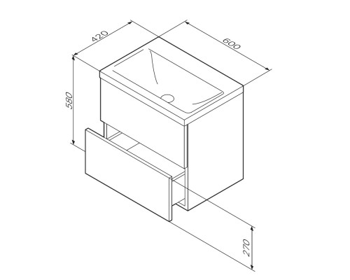 Тумба под раковину AM.PM Gem 60 M90FHX06022BM подвесная Черная матовая
