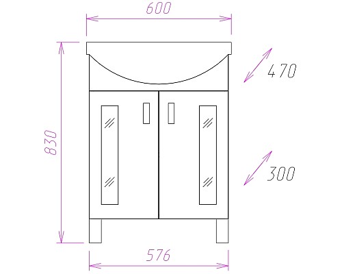 Тумба под раковину Onika Кристалл 60.18 106123 Белая