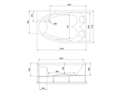 Акриловая ванна Royal Bath Shakespeare 170x110 R RB652100K-R