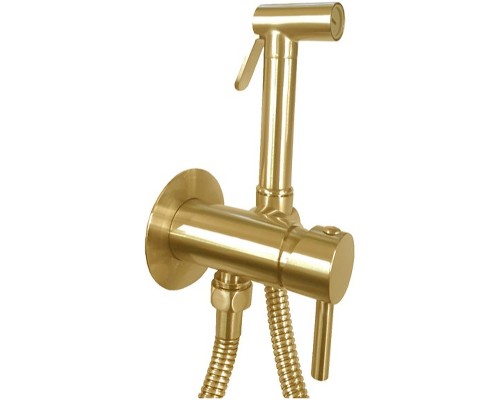 Гигиенический душ со смесителем Paffoni Tweet Round ZDUP110HGSP Золото медовое брашированное
