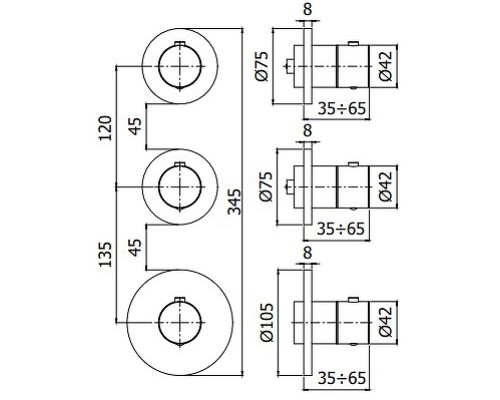 Смеситель для душа Paffoni Modular Box MDE018CR с термостатом Хром