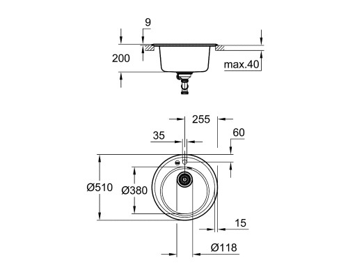 Кухонная мойка Grohe K200 51 Серый гранит