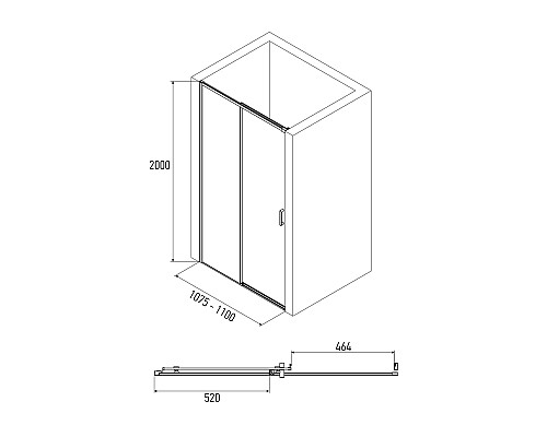 Душевая дверь Alex Baitler 110 AB61C110 профиль Сатин стекло прозрачное