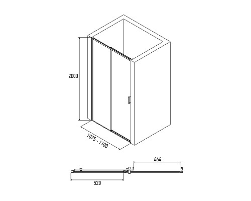 Душевая дверь Alex Baitler 110 AB61C110 профиль Сатин стекло прозрачное