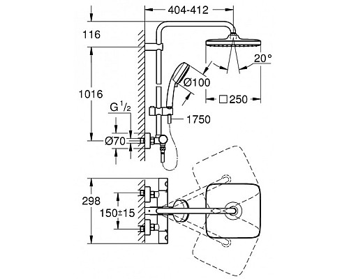 Душевая система Grohe Tempesta Cosmopolitan 26689000 с термостатом Хром