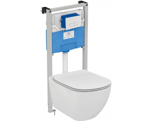 Комплект унитаза с инсталляцией Ideal Standard Tesi PR386801 с сиденьем Микролифт и клавишей смыва