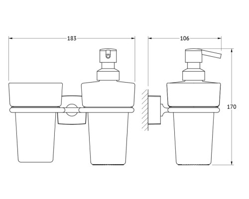 Держатель со стаканом и дозатором жидкого мыла (матовый хрусталь; хром) FBS ESP 008