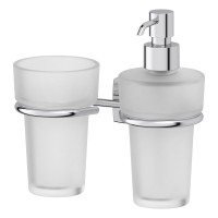 Держатель со стаканом и дозатором жидкого мыла (матовый хрусталь; хром) FBS ESP 008 