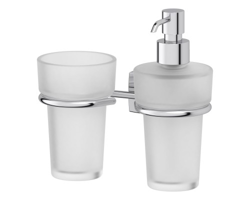 Держатель со стаканом и дозатором жидкого мыла (матовый хрусталь; хром) FBS ESP 008