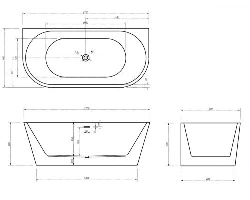 Акриловая ванна Abber AB9216-1.7R