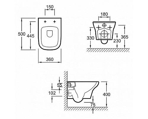 Подвесной унитаз Jacob Delafon без ободков 36х50 EDM10200