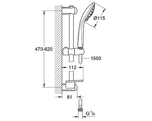 Душевой гарнитур Grohe 27243001 600 мм