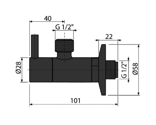 Запорный вентиль Alcaplast ARV003-BLACK угловой Черный матовый