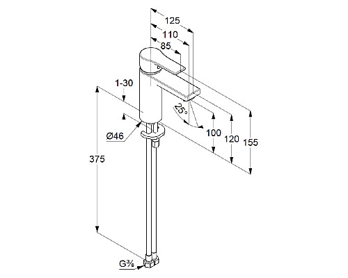 Смеситель для раковины Kludi Zenta SL 482920565 Хром