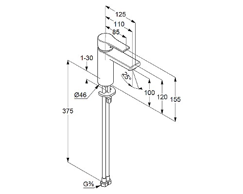 Смеситель для раковины Kludi Zenta SL 482920565 Хром