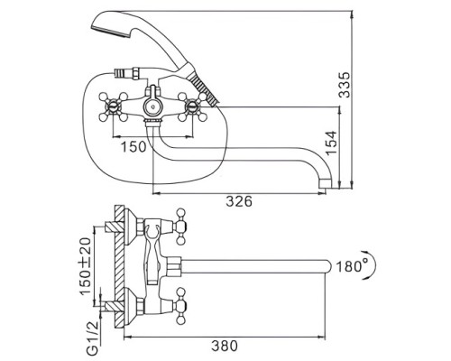 Смеситель для ванны Frap H19 F2619-2 универсальный Хром