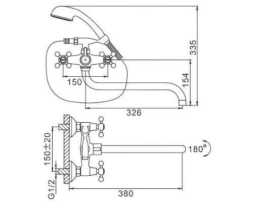 Смеситель для ванны Frap H19 F2619-2 универсальный Хром