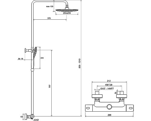 Душевая система Ravak Termo 300 X070164 Хром