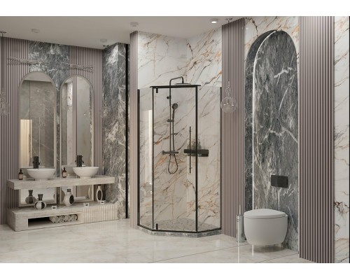 Душевой уголок Ambassador Ritz 100х100 профиль Черный стекло прозрачное