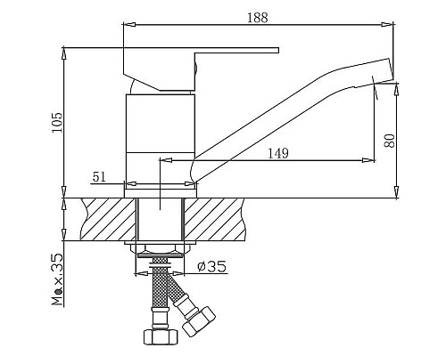 Смеситель для кухни Haiba HB45802 Нержавеющая сталь