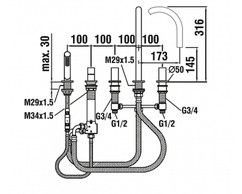 Смеситель Laufen Kartell by Laufen для ванны-душа 3.2233.5.004.282.1