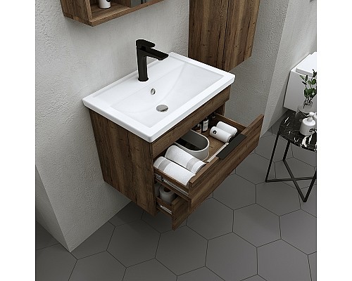 Тумба под раковину Grossman Форта 60 1060052 подвесная Темный дуб галифакс