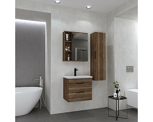 Тумба под раковину Grossman Форта 60 1060052 подвесная Темный дуб галифакс