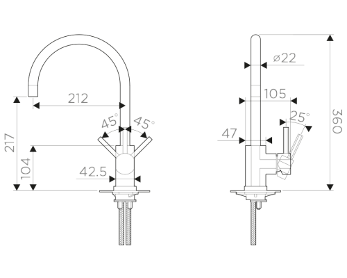 Смеситель для кухни Omoikiri Wakayama-BN 4994244