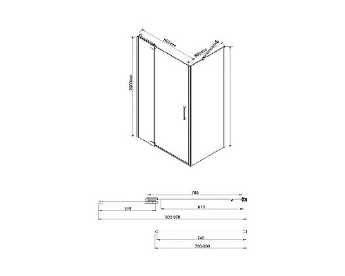 Душевой уголок Vincea Extra 90х80 VSR-1E809080CL профиль Хром стекло прозрачное