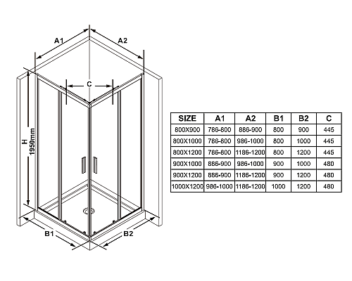 Душевая дверь Ravak Blix Slim BLSRV2K-100 X1XMA0300Z1 Черный матовый Transparent