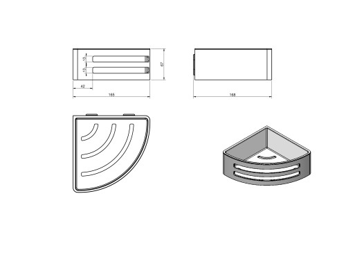 Полка для душа 1-эт угловая с пластиком LANGBERGER 75660
