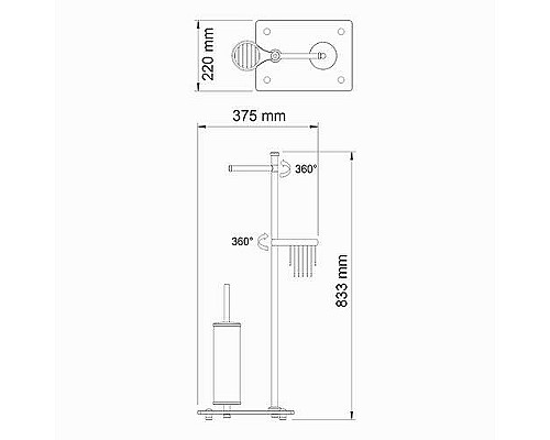 Напольная стойка WasserKRAFT Abens K-1264B Черная глянцевая