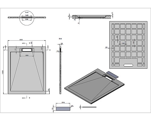 Душевой поддон из искусственного камня Vincea 100x80 VST-4SRL8010A Антрацит