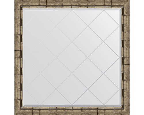 Зеркало Evoform Exclusive-G 103х103 BY 4437 с гравировкой в багетной раме - Серебряный бамбук 73 мм